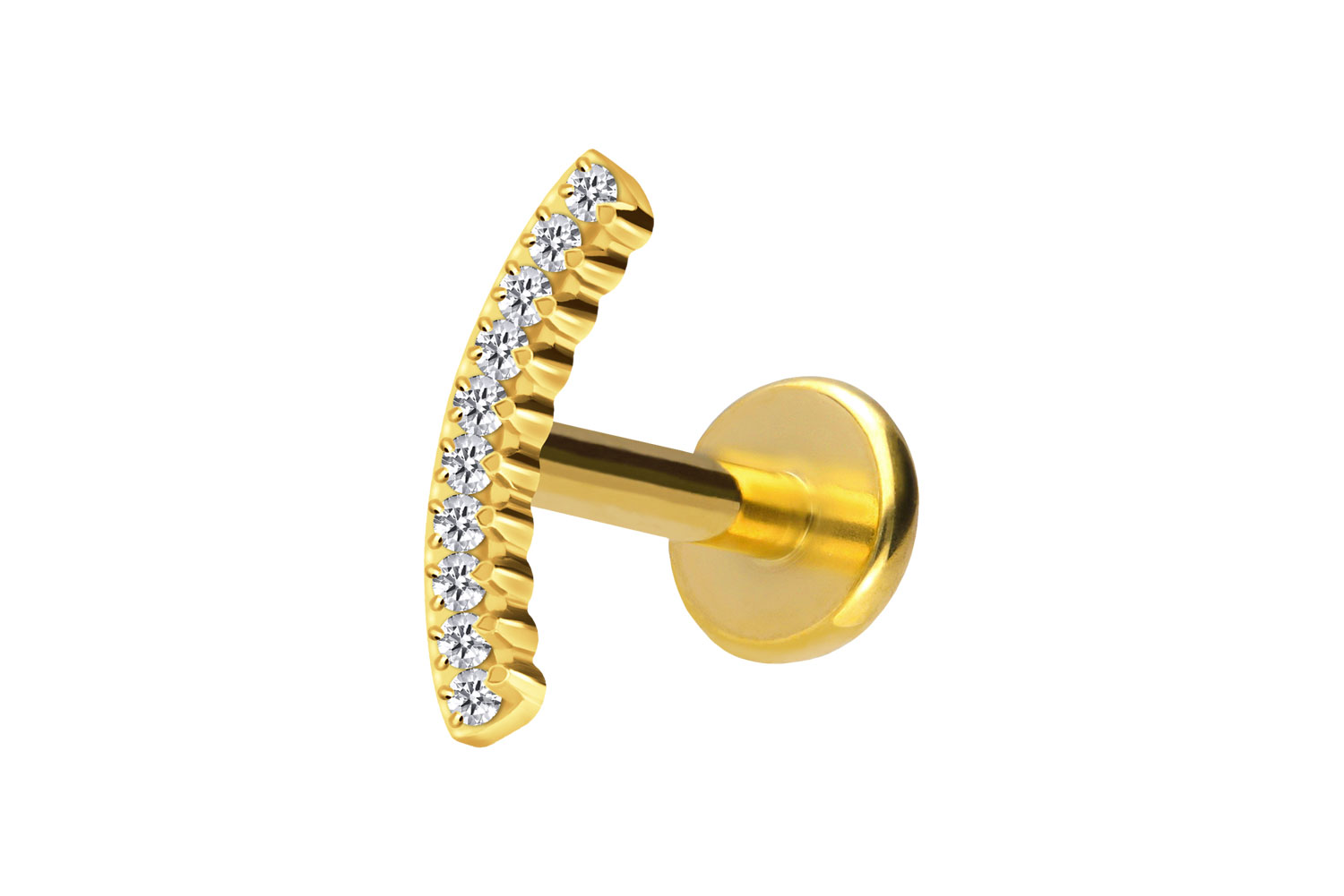 Titan Labret Piercing mit Push Fit KRISTALLBOGEN